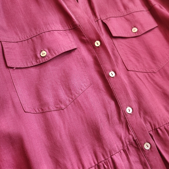 Westbound Women's Mini Dress XL Burgundy Red Tiered Babydoll Relaxed Fit A-line - Picture 6 of 12